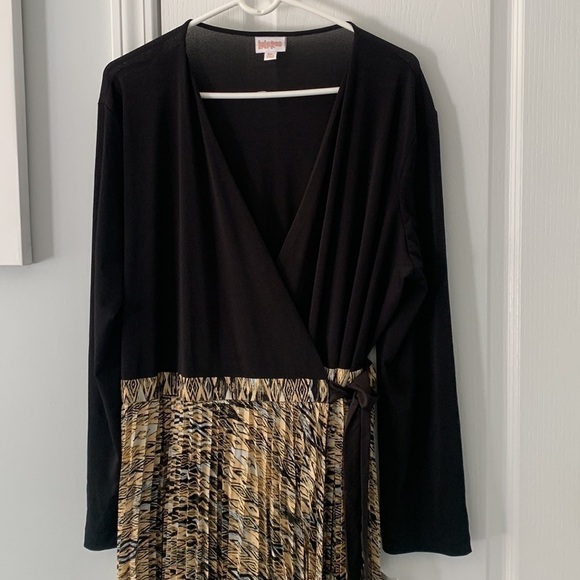 NWT LuLaRoe DeAnne Wrap Dress Black & Gold metallic size 3XL holidays pleated - Picture 7 of 16